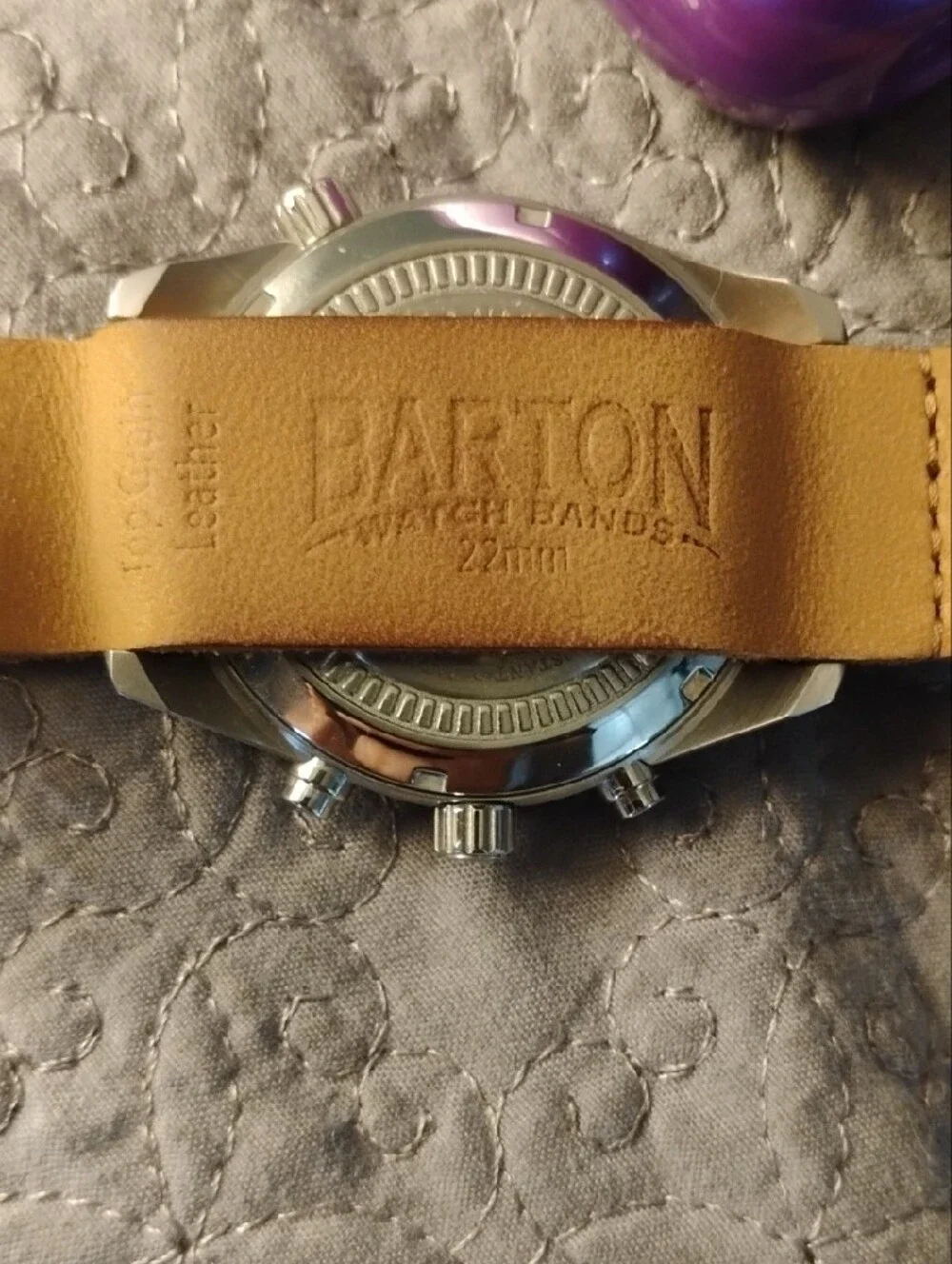 Men's Blue Dial Chronograph Watch with Tan Leather Strap